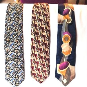 Lot of 3 Handmade 100% Fine Silk Designer Ties